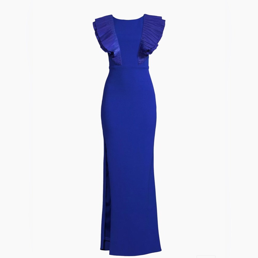 NWT One33 Social Ruffled Flutter-Sleeve Gown - Indigo - Size 8